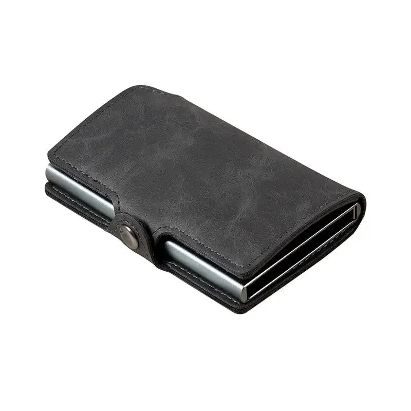 Split Genuine Leather Mens Slim Wallet Pop Up Credit Card Holder with RFID Blocking Money Clip Stylish Front Pocket