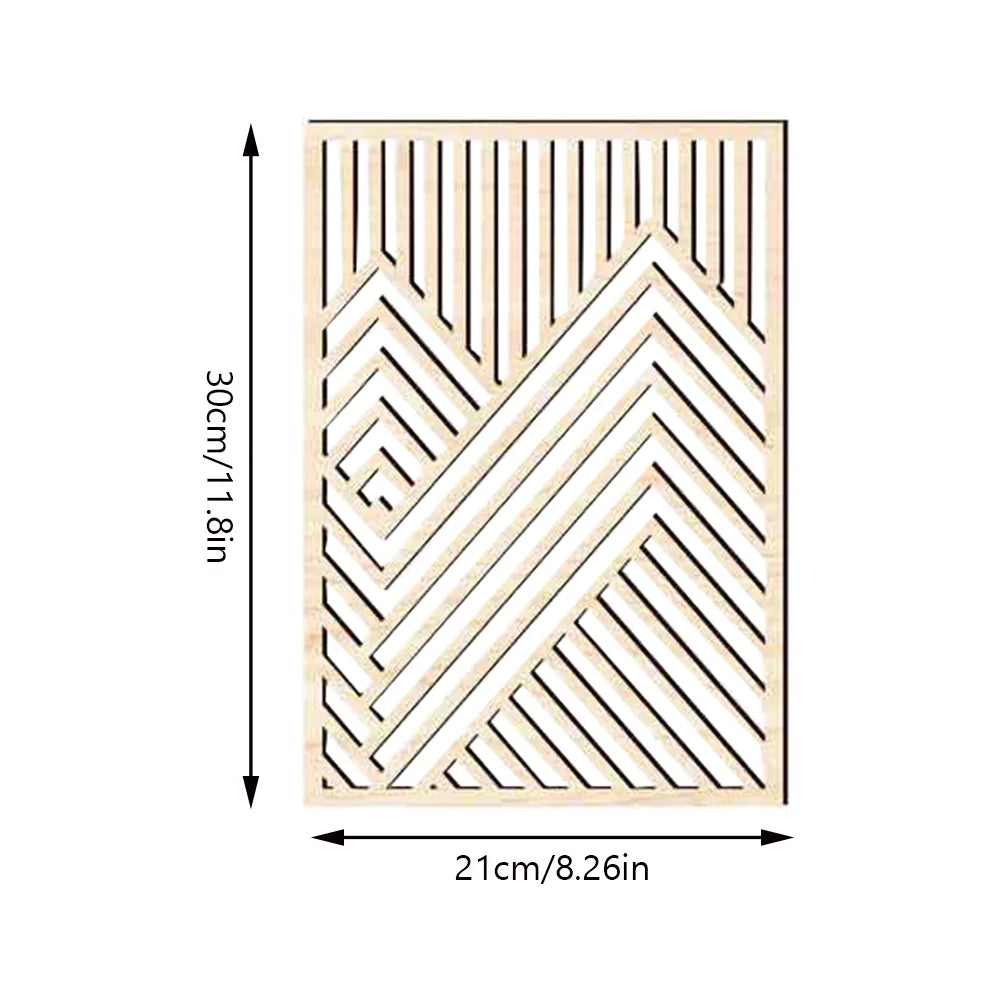 3Pcs Wall Panel Home Decoration Tray Bedroom Wooden Craft Hollowed Gift Office Rustic Hollow hill wall sticker