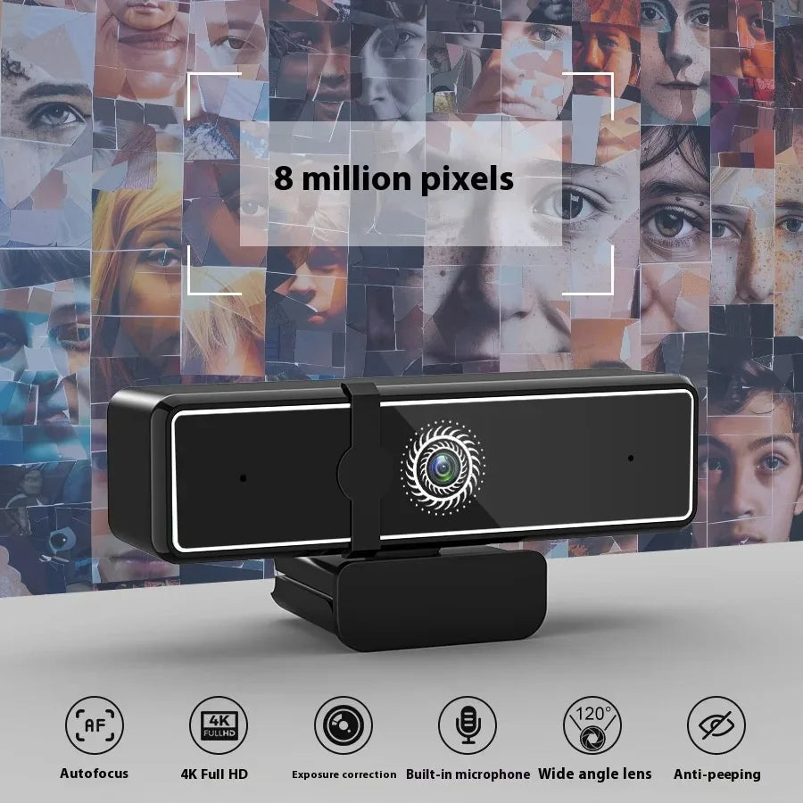 4K Pro Full HD Webcam 4000x3000 Office Meeting Live Camera for PC Laptop Phone Desktop Mini Webcam Free Gift
