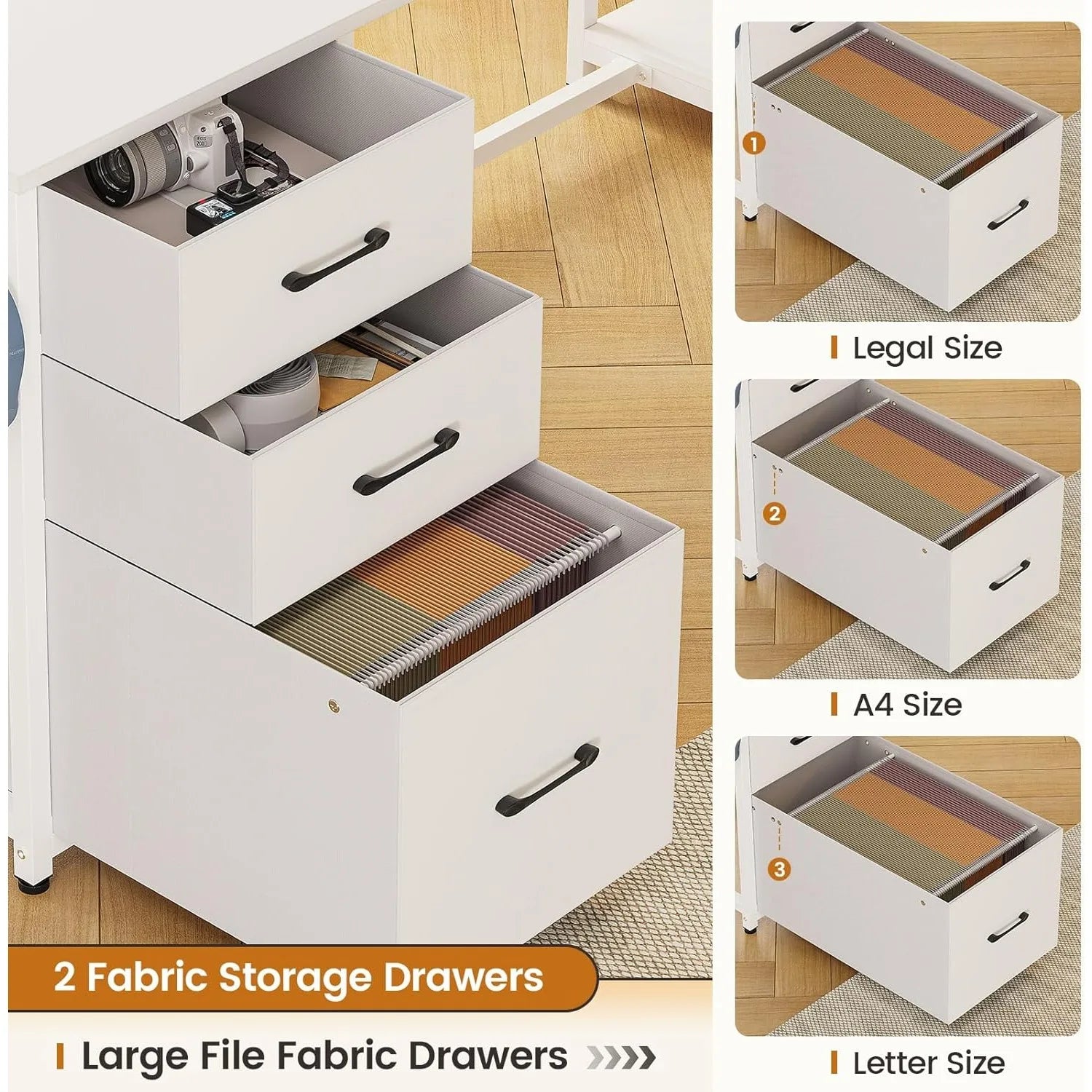 L Shaped Computer Desk 58’’ Office Desk with 3 Drawers and Bookshelf L Shaped Corner DeskGaming Desk L Desk White