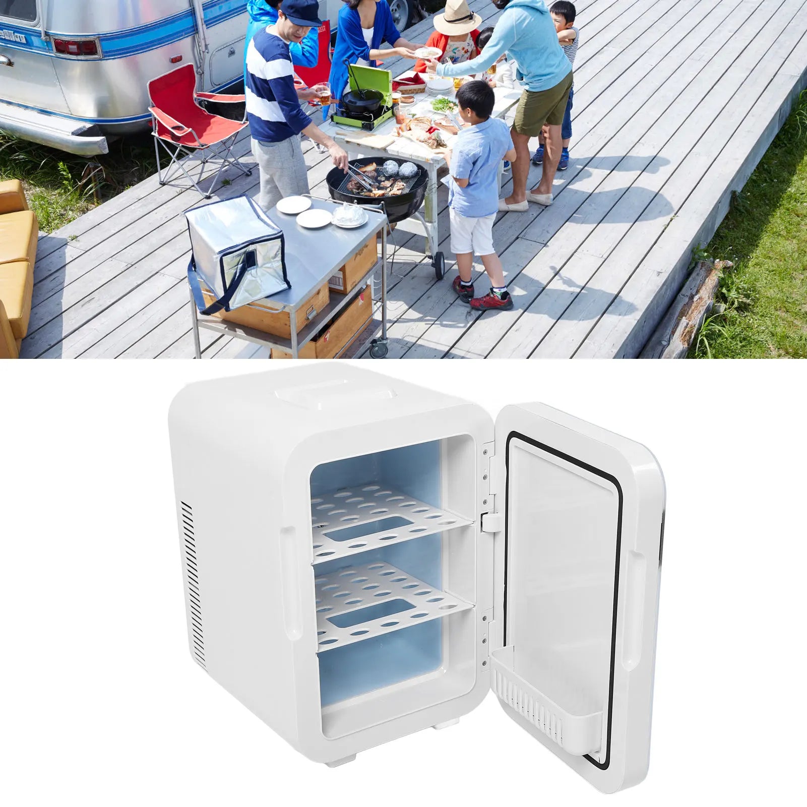 12L Small Fridge Multifunction Efficient Dual Core Digital Display Silent Portable Refrigerator for Bedroom Car Dorm