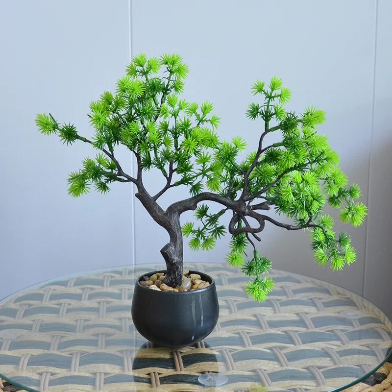 Artificial Chinese Bonsai Welcome Pine Milan Pine Luo Hansong Potted Plant New Chinese Style Living Room Home Office