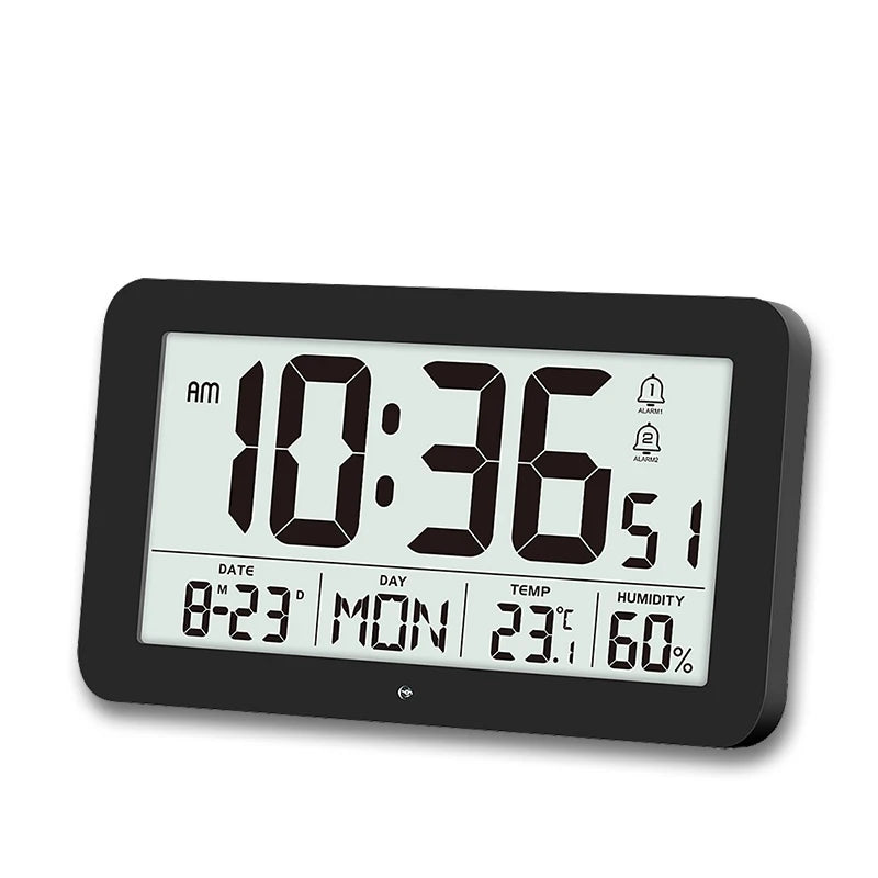 Large Digital Wall Clock with Temperature Humidity Calendar 8.5’’Desk LCD Alarm Clock Backlight for Bedroom Office
