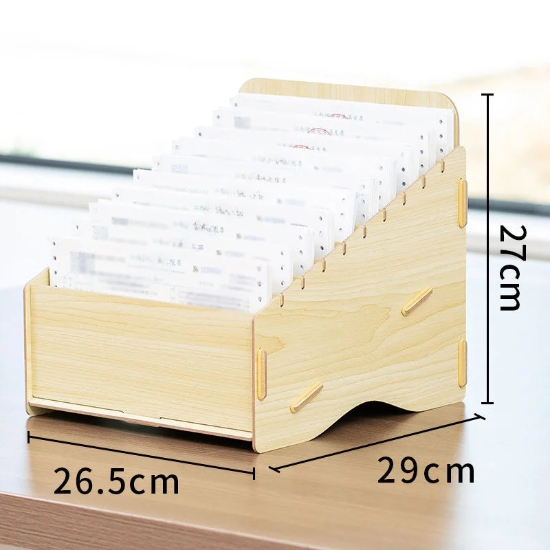 Financial Accounting Document Storage Box Single Receipt Organizer Desktop Storage Box Industrial Sle Wood Made