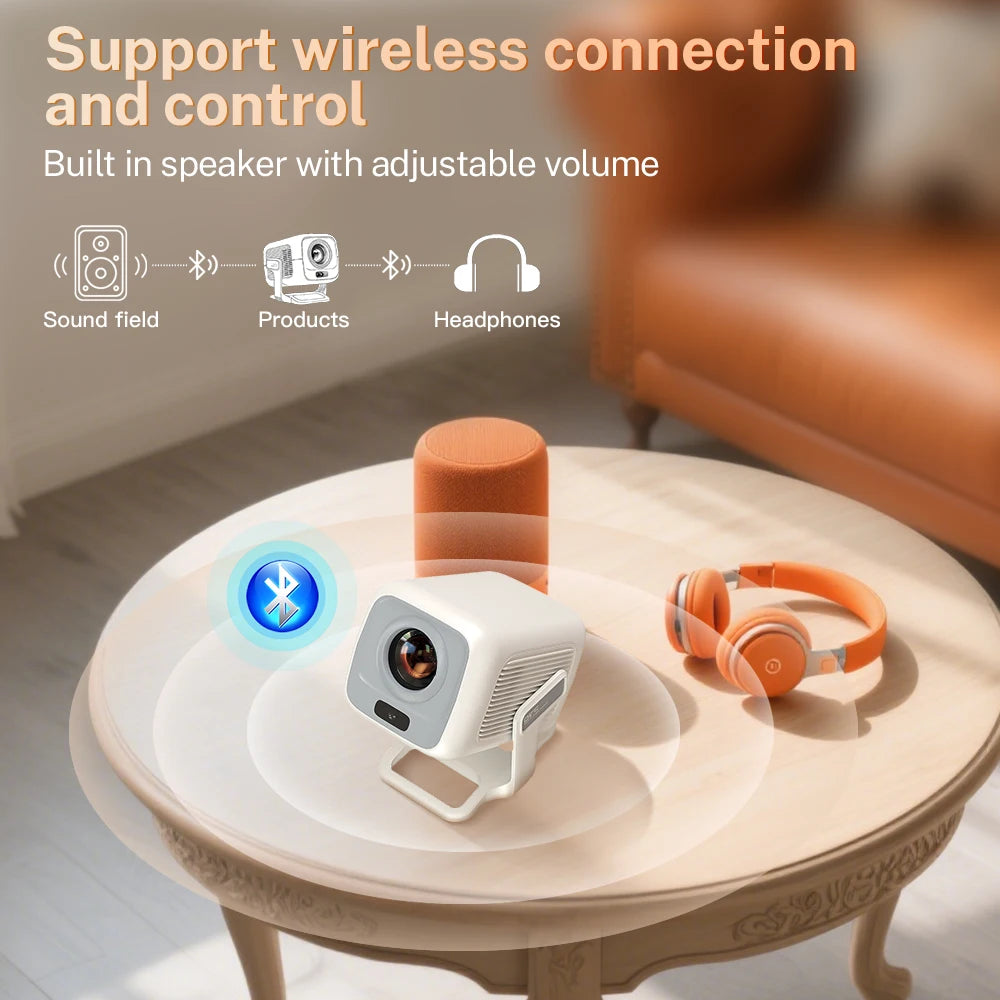 Lyncast 500ANSI 4K Native Portable Projector 1080P Auto Focus Keystone Correction Android 11 BT5.4 WIFI6 180° Home