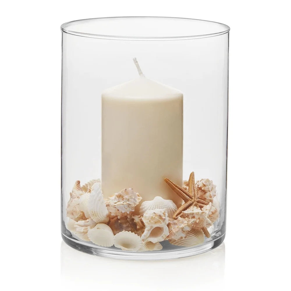 Clear Glass Cylinder Floral Vase 8 Inch Wide Elegant Design Sturdy Base Versatile Home Decor Flower Arrangements