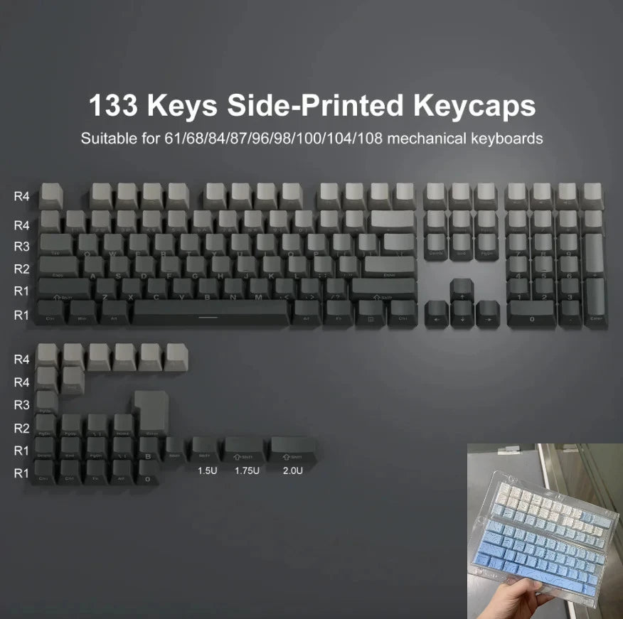 OEM Profile Gradient Keycaps ISO Enter Side Printed PBT Double Shot Keycap For Cherry MX Switch Mechanical Keyboard Key
