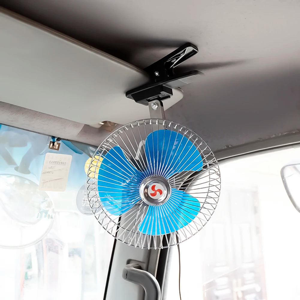 Portable Car Cooling Fan 12V 24V Oscillating Strong Air Cooler Adjustable Speed for Hot Summer Drives