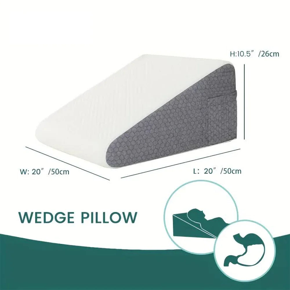 Bed Wedge Pillow for Sleeping Soft Memory Foam Top Triangle Pillow Wedge Body Positioners for Leg Elevation Snoring