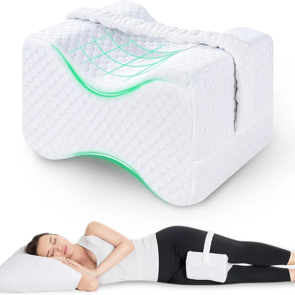 Knee Pillow for Side Sleepers with Straps Soft Memory Foam Leg & Knee Pillow memory foam leg pillow for side sleepers