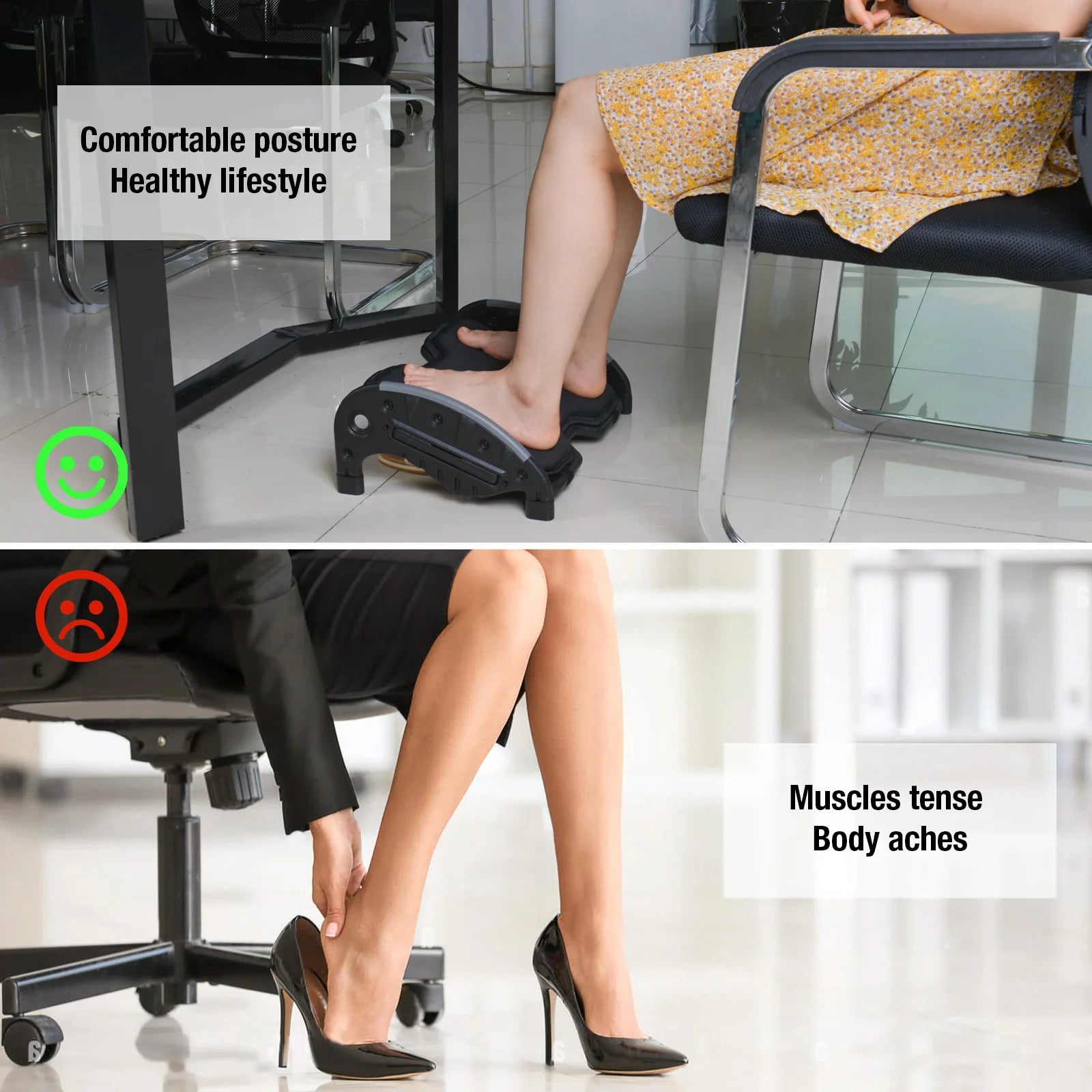 Foot Rest Stool for Under Desk at Work with Removable Soft Warm Foam Cushion Ergonomic Foot Stool with Massage Texture