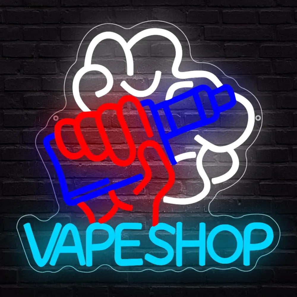 Vape Shop Neon Sign USB Powered Multi-Color LED Neon Light Wall Decor for Bar Office Smoke Shop - Birthday Christmas