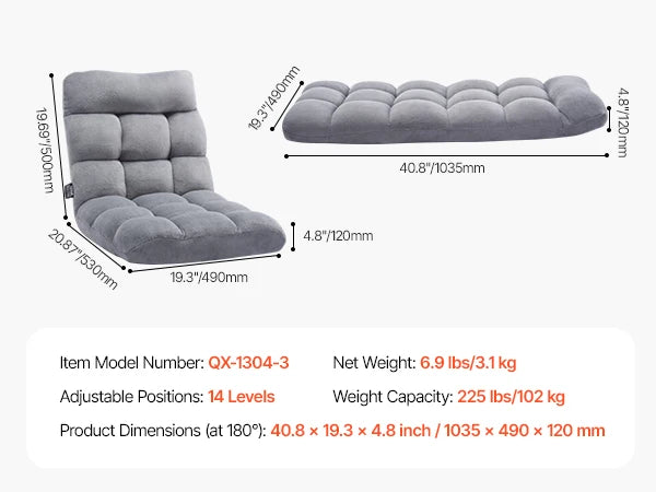 SucceBuy Floor Chair Recycled Foam Folding Sofa Chair Multifunctional Floor Chair with Back Support Ideal for Sleeping