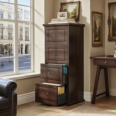 4-Drawer File Cabinet Vertical Wood Filing Cabinet for A4/Letter/Legal Files Tall File Storage Printer Stand