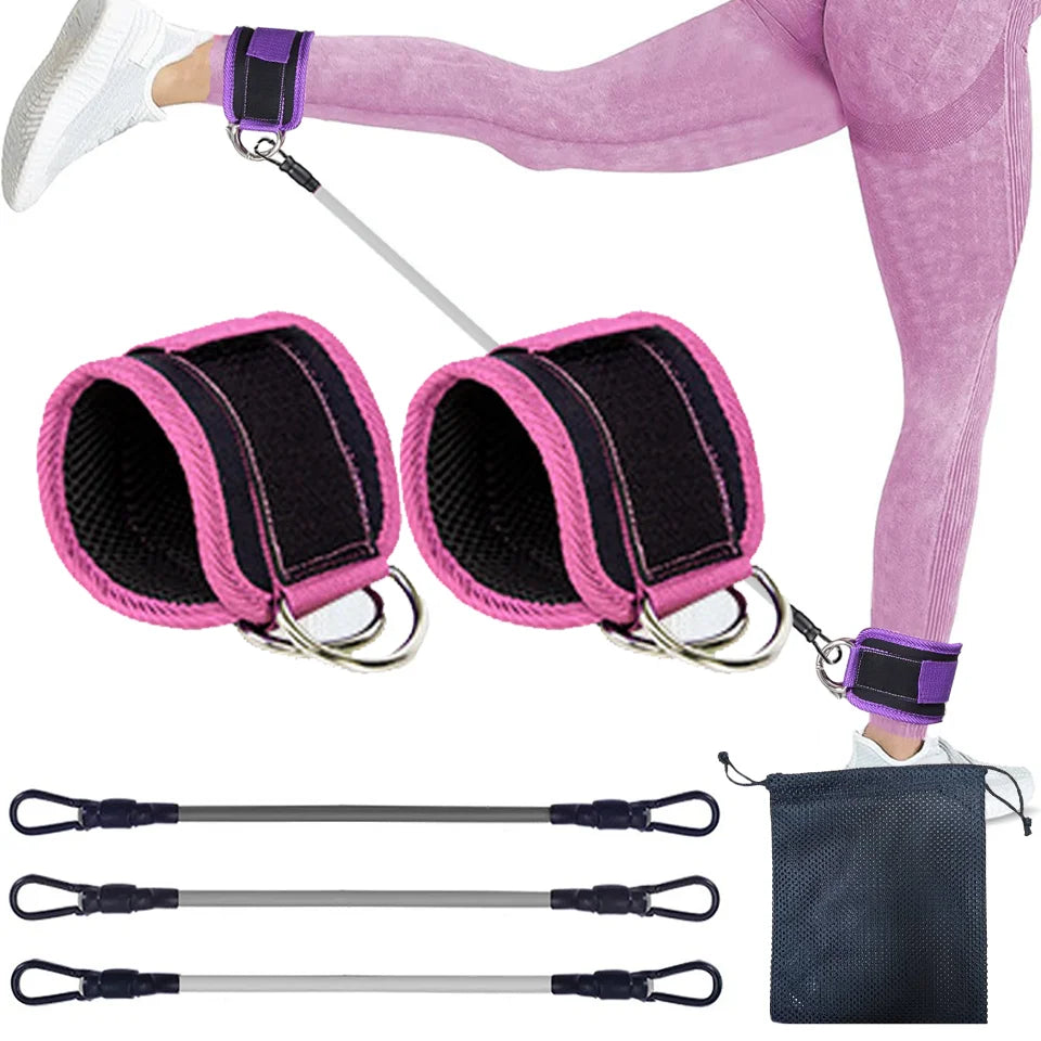 LOOGDEEL TPE Resistance Bands Ankle Straps Fitness D-Ring Support Ankle Cuffs Yoga Band Gym Guard Leg Strength Safety