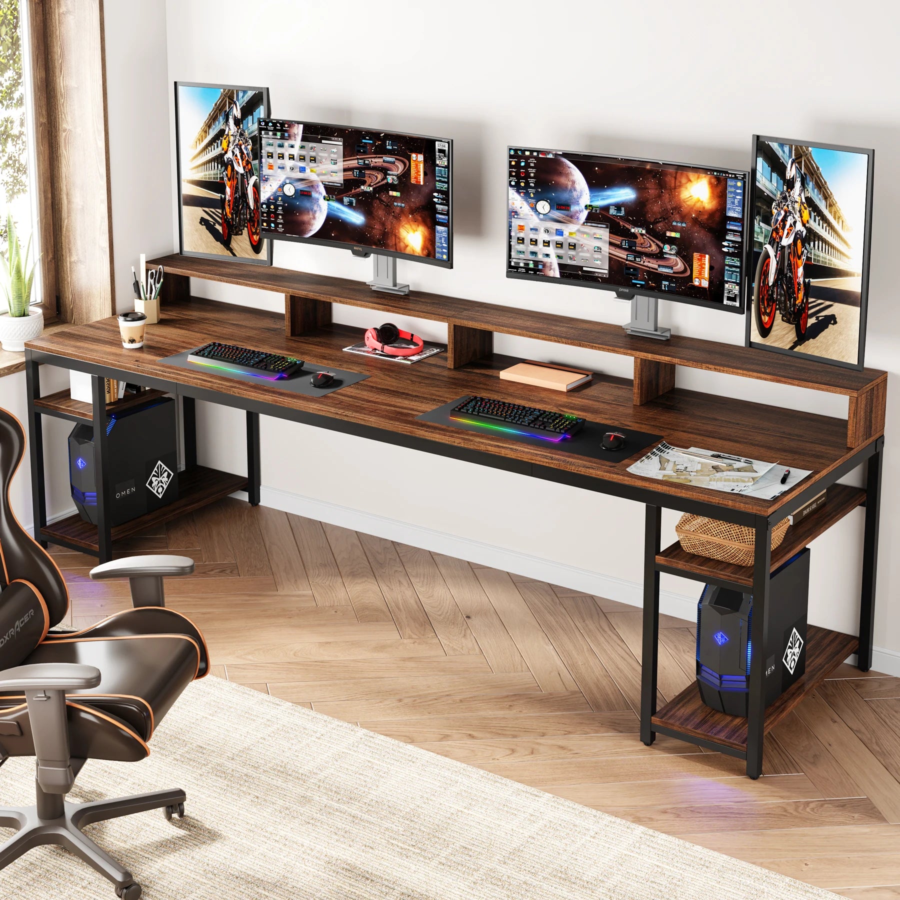 tribesigns-78-74-inches-extra-long-two-person-desk-double-computer-desk-with-monitor-stand-and-storage-shelves-work-table