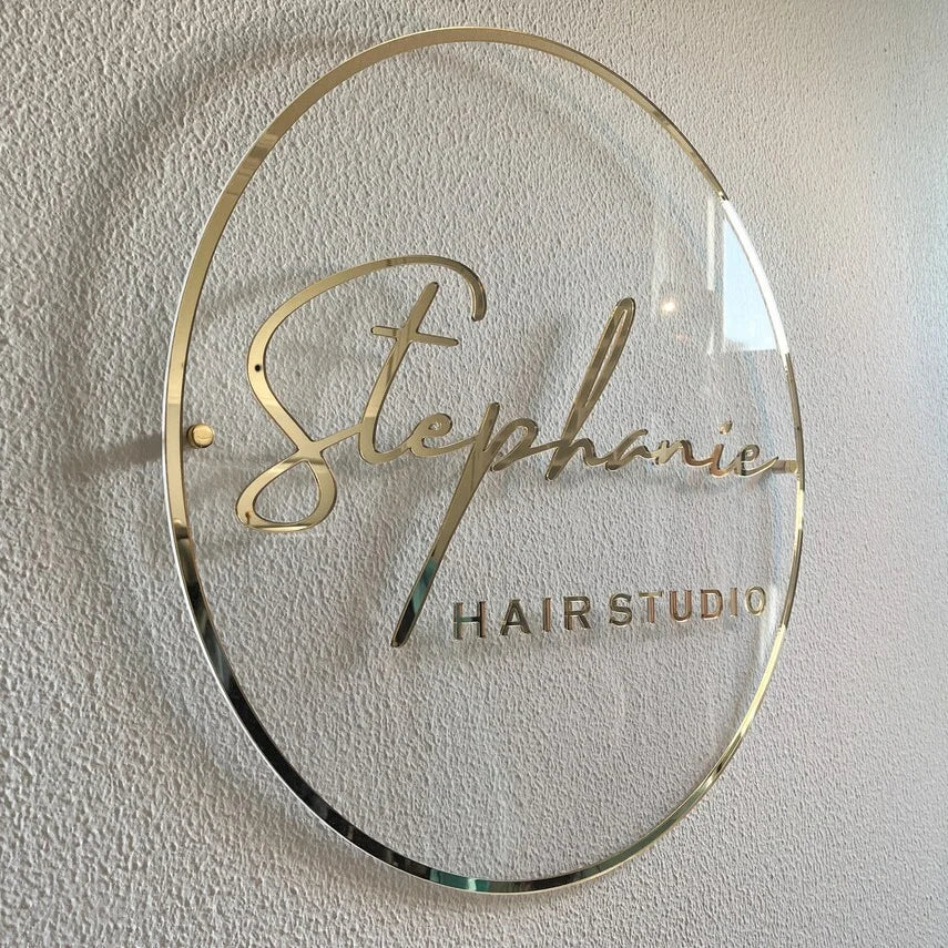 Free Logo Design Custom Round Business Logo Acrylic Sign Laser Cut 3D Wall Sign Business Signage for Office Beauty