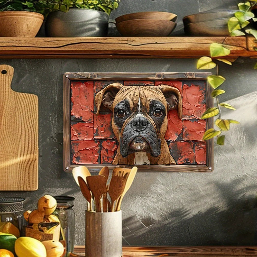 Boxer Dog Wall Art - Winter Themed Metal Sign - Home & Office Decorative Funny Vintage Sign - Ideal Gift for Father’s