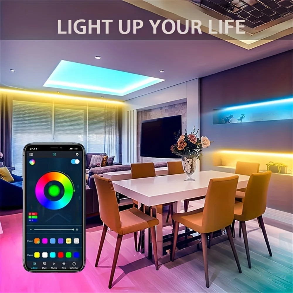WIFI APP 5050 RGB LED Strip 24K Control With Battery And US plug Power Supply For Home Decoration And Ambient Lighting