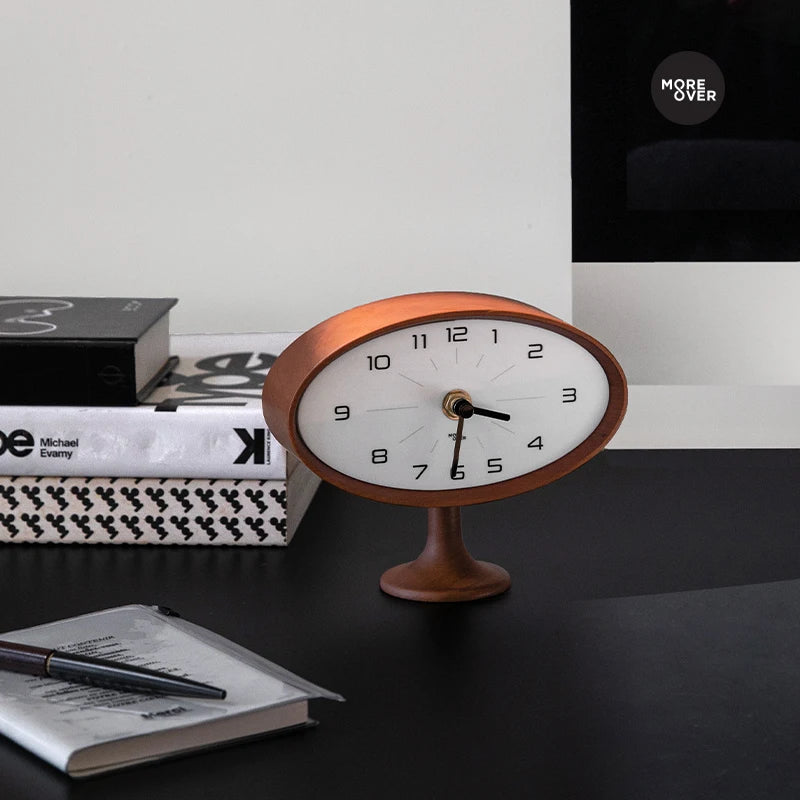 Retro desktop clock living room bedroom solid wood decoration light luxury silent home decor