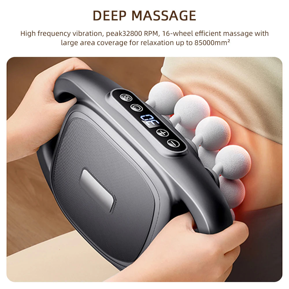 16-Head Fascia Gun High-Frequency Vibration Body Massage Gun Back and Waist Massager Neck Shoulder Massager Muscle