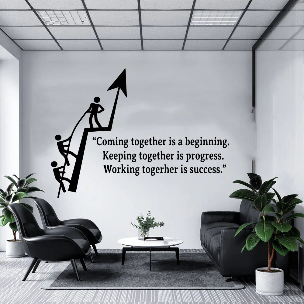 Modern Office Teamwork Success Wall Sticker Team Motivational Inspirational Quote Work Climbing Wall Decal Home Decor