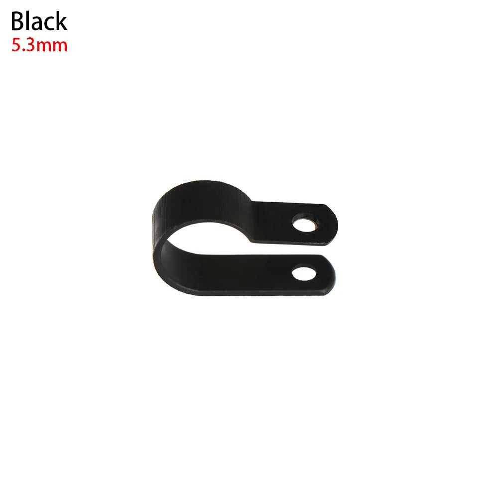 100PCS R-Type Nylon Cable Clamp Plastic P Clips Black Nylon Fasteners Cable Mounting Fix Hardware Electrical Fittings