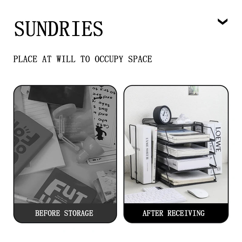 Desk storage and accessories 4-tier paper trust tray storage box with file holder desk storage office supplies desk