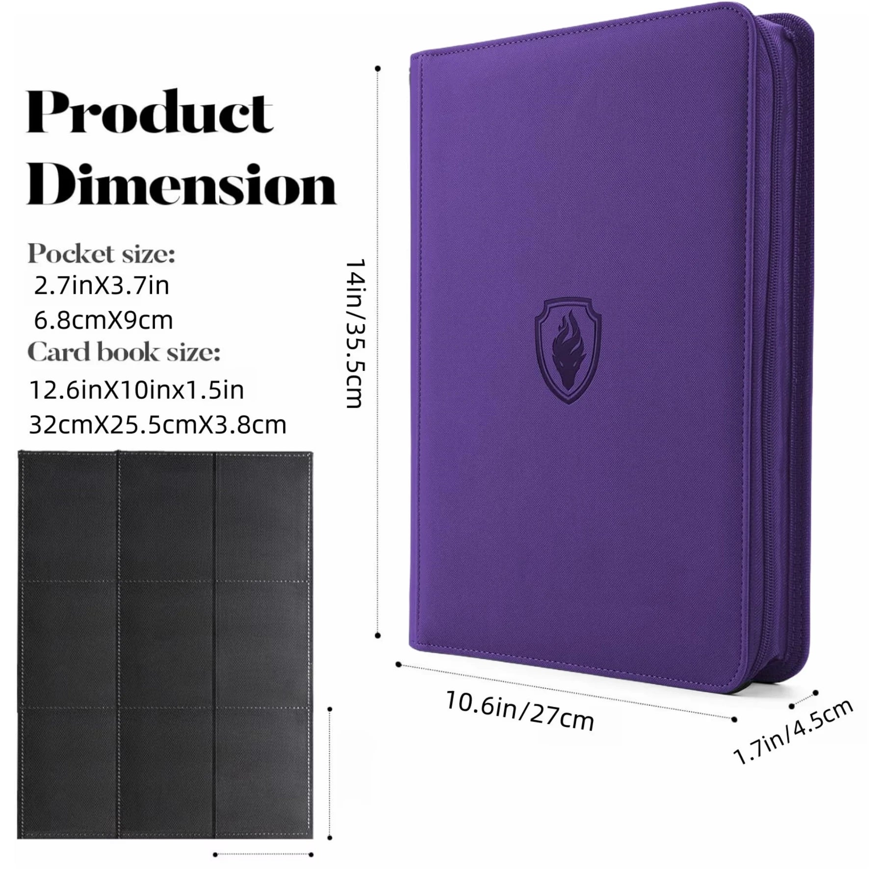 9 Pocket Zipper Card Binder 360 Trading Card Holder Book Premium PU Cover Zip Binder for Cards Durable Side Loading Card