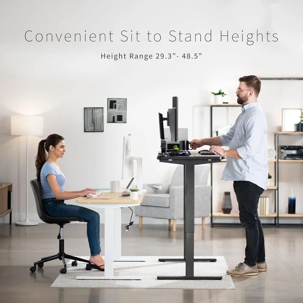 Electric 60 x 24 in Standing Desk Memory Height Adjustment 1B Series One-Piece Black Top Black Frame DESK-KIT-1B6B