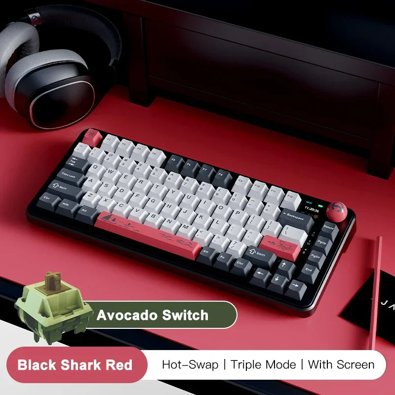 AJAZZ AK820 MAX Tri-mode RGB Gaming Mechanical Keyboard Bluetooth Wireless 2.4G Type C 82 Keys PBT Keycaps Hot Swap