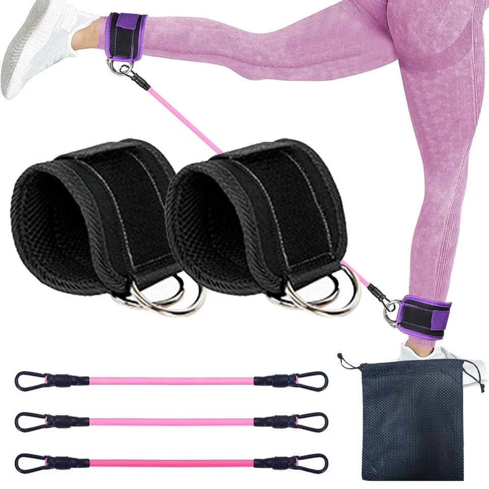 LOOGDEEL TPE Resistance Bands Ankle Straps Fitness D-Ring Support Ankle Cuffs Yoga Band Gym Guard Leg Strength Safety