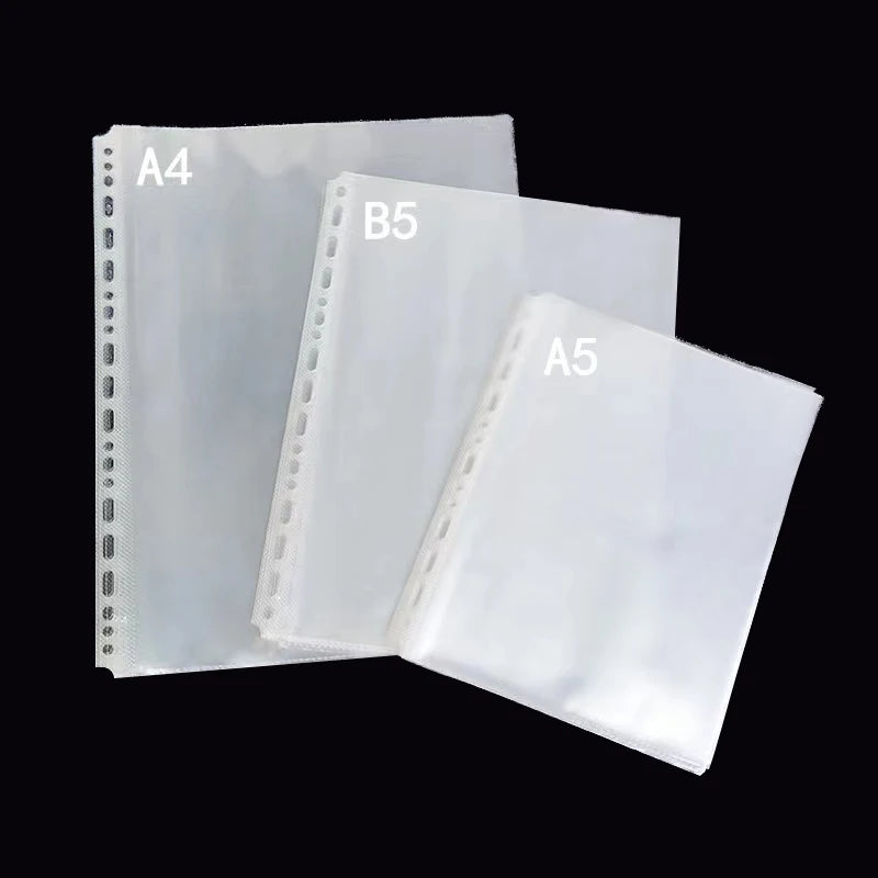 25PCS Clear Plastic A5B5A4A3 Folder Bags for Documents Transparent Sheet Loose Leaf Filling Protectors Notebook Binder