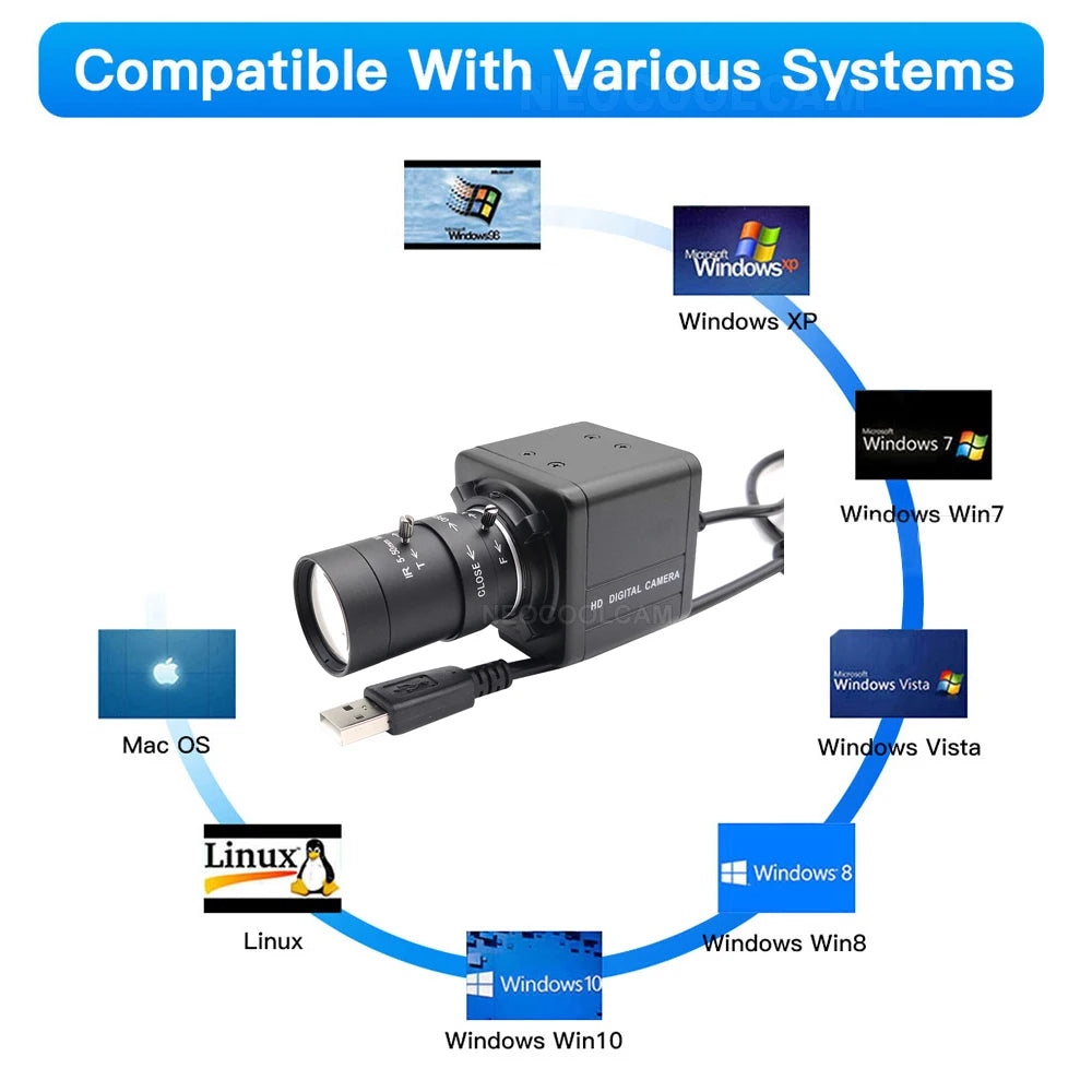 2K 4MP USB Webcam PC Camera 30fps 2560x1440 MJPG High Speed UVC BOX Camera Varifocal Zoom 2.8-12mm/5-50mm or fix 4mm