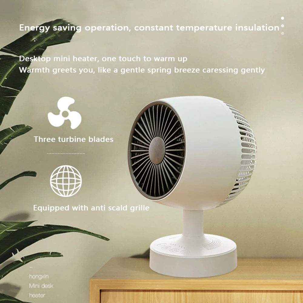 Mini desktop warm air heater office small home electric heater silent shaking head small sun heater