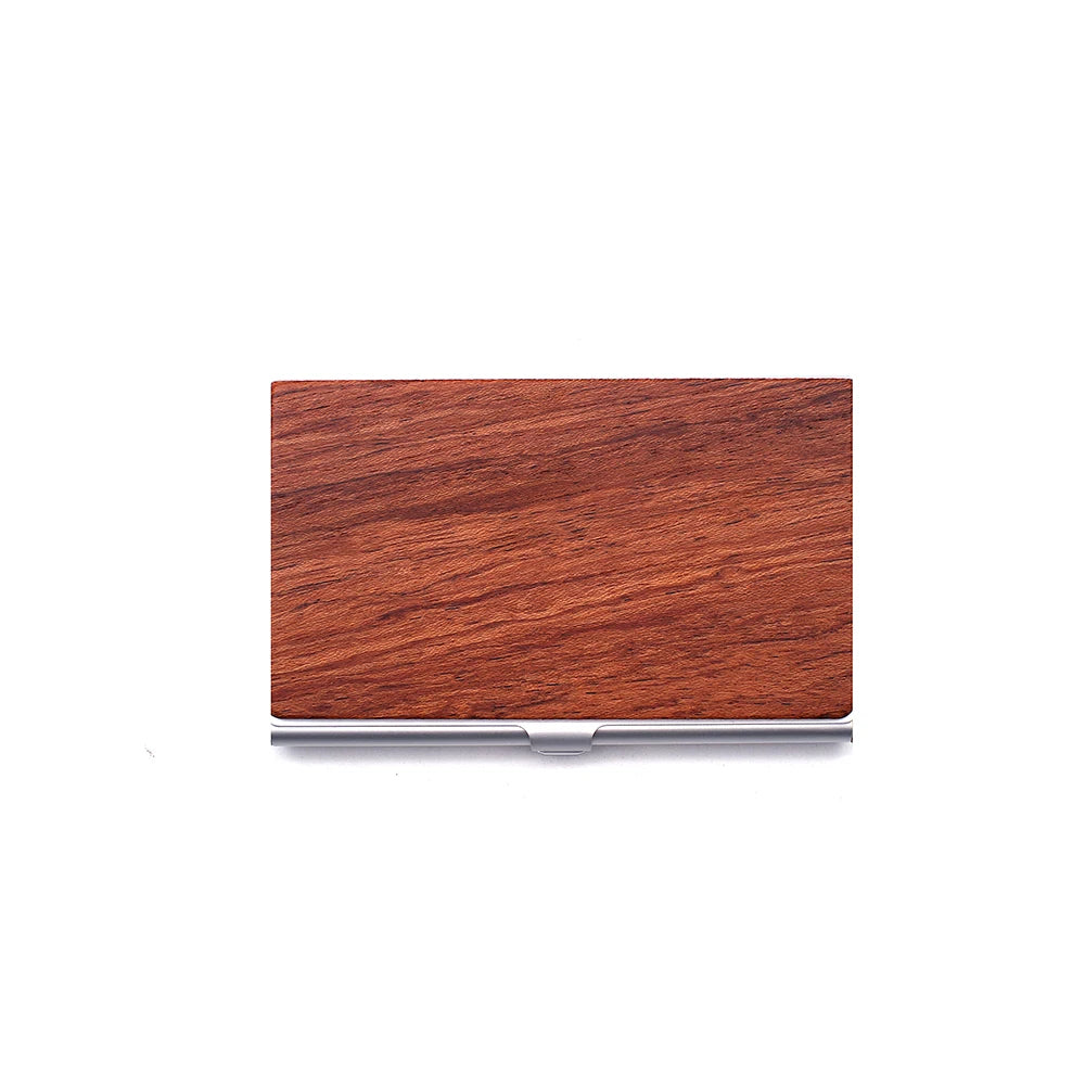 Custom Logo Wooden Business Card Holder - Personalized Wood & Metal Case for Professionals - Premium Quality - ROSEWOOD