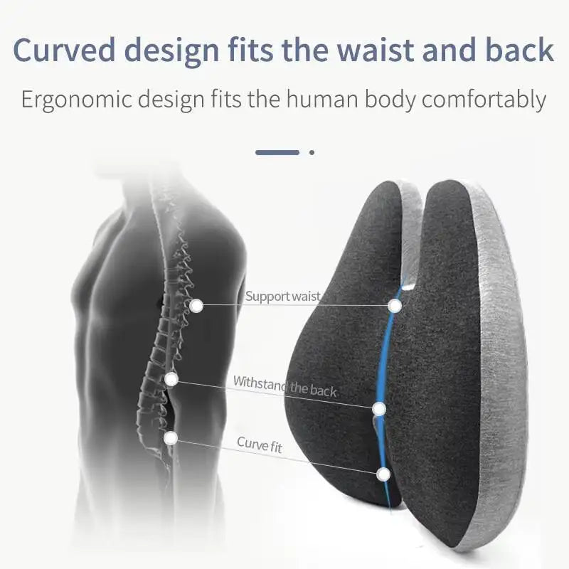 Memory Foam Office Chair Cushion Car Seat Support Waist Pillow Massage Lumbar Orthopedic Pillow Buttock Coccyx Cushion