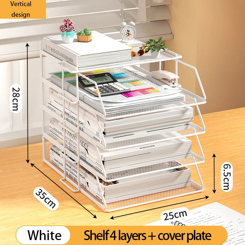 Desk storage and accessories 4-tier paper trust tray storage box with file holder desk storage office supplies desk