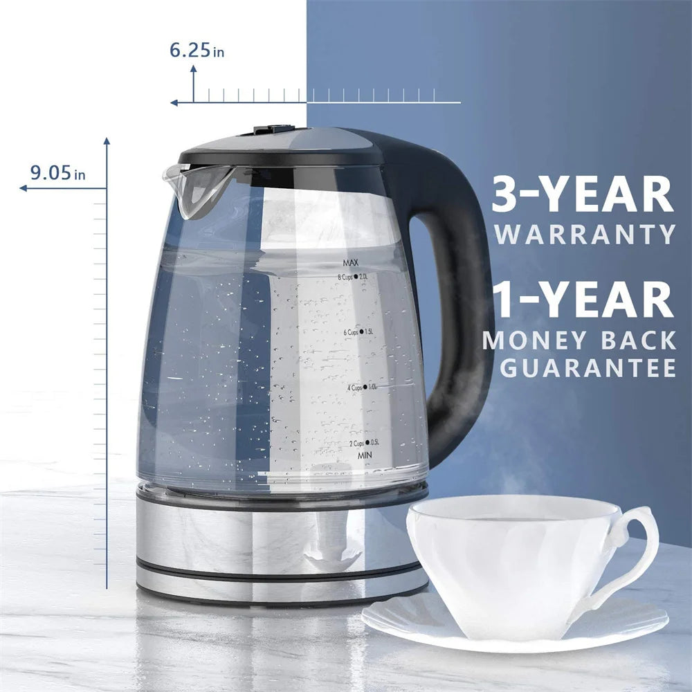 Electric Kettle Temperature Control 4Hours Keep Warm Teapot 2L Glass Tea Coffee Hot Water Boiler BPA Free Home