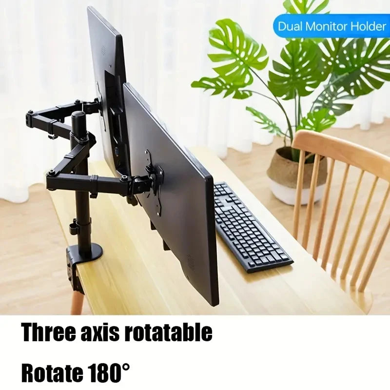 dual-monitor-stand-holds-screen-up-to-27inch-universal-freestanding-monitor-stand-adjustable-height-tilt-swivel-rotation-2