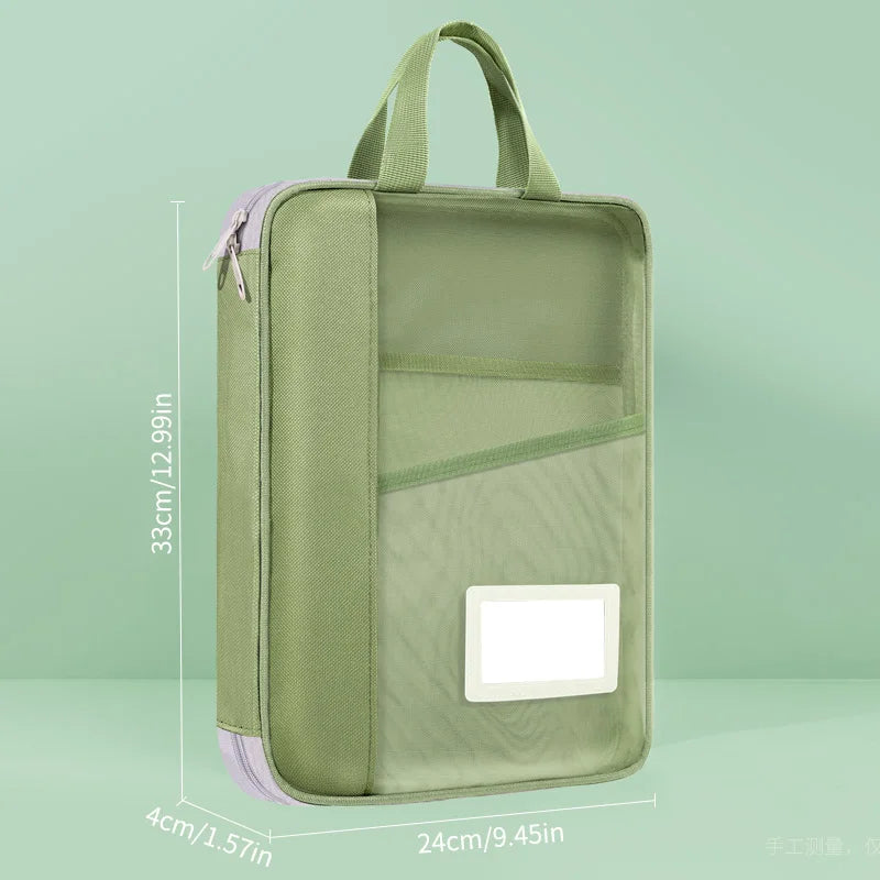 Huajie A4 Document Bag Transparent Large Opening File Bag Zipper-Type Large Capacity Document Storage Bag Tote Bag