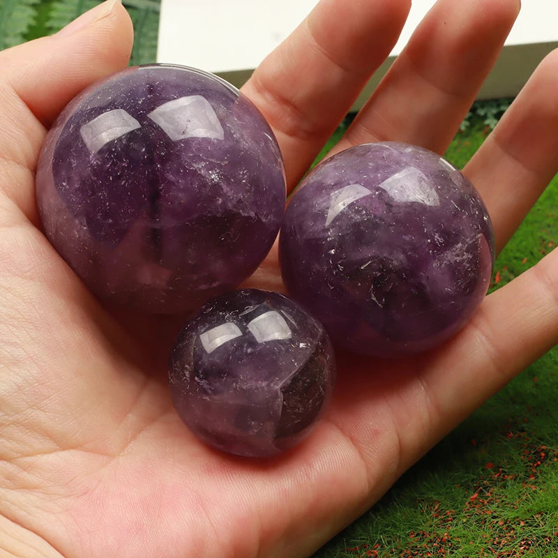 43mm Big Amethyst Massage Ball Natural Stone Cryatal Mineral Sphere Hand Foot Massage Tool Product Skin Care health