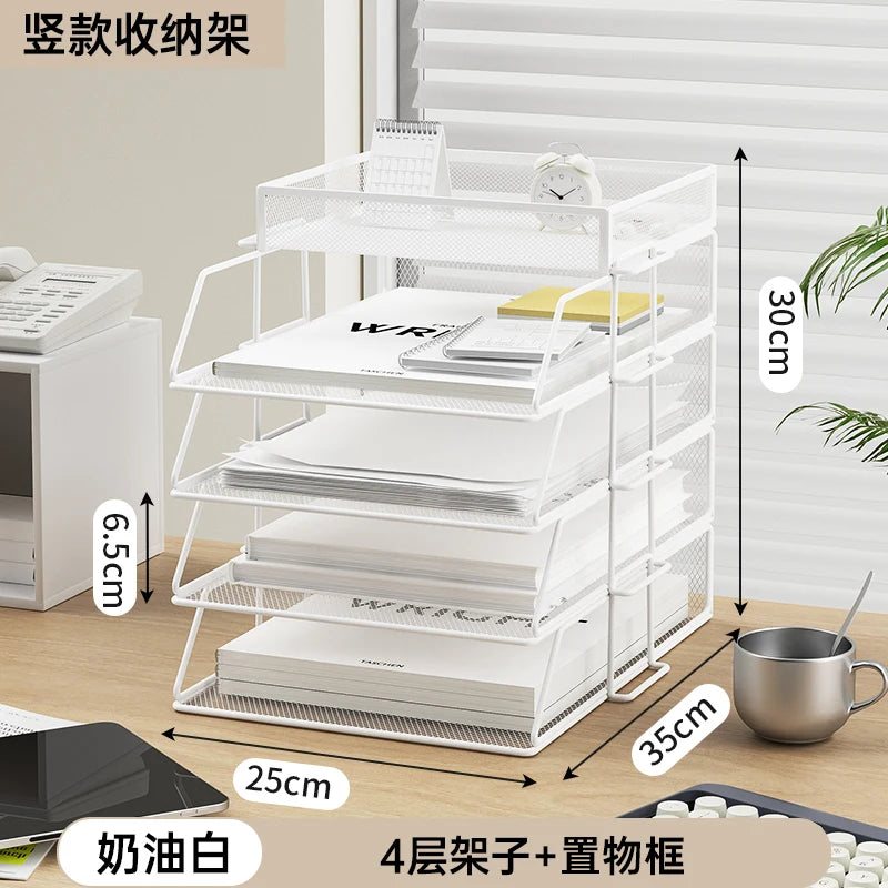 Office File Box Desktop A4 Document Organizer Stackable Laminated Papers Rack All-purpose Bathroom Storage Tray
