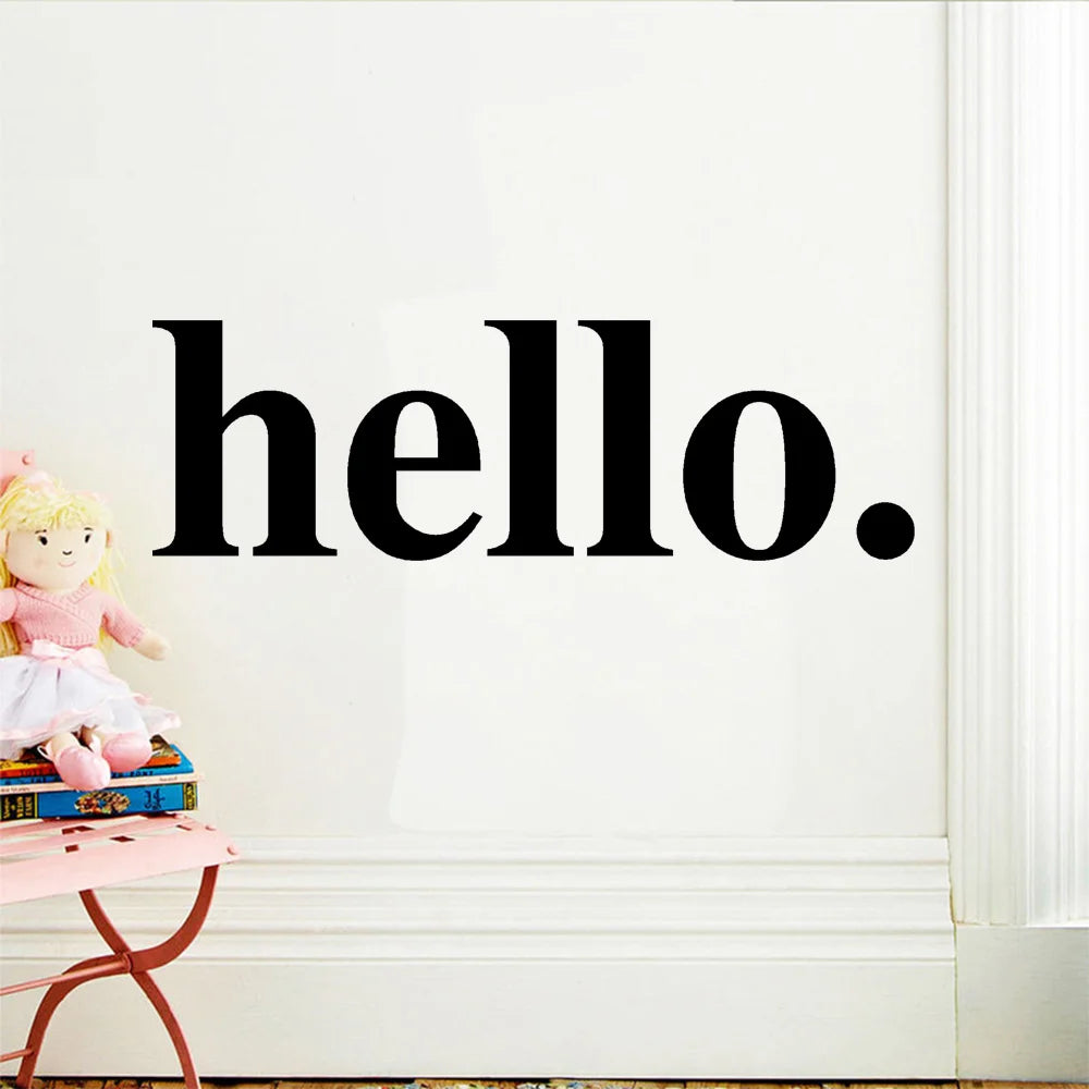 Hello Quotes Wall Sticker Vinyl Home Decor Living Room Bedroom Office Bussines Door Decals Window Decal Murals