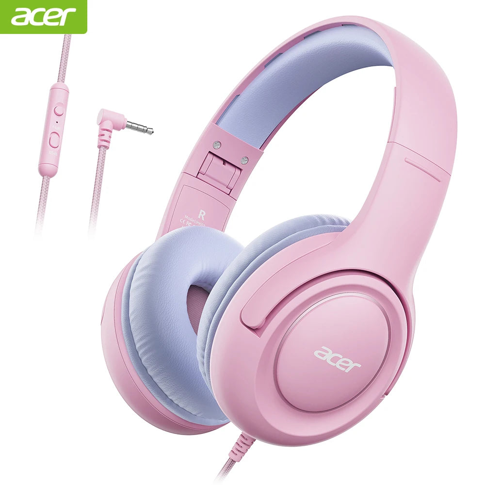 Acer Kids Headphones Wired for School 85/94dB Volume Limiter Foldable Stereo Sound Headset for Kids Learning Tablet