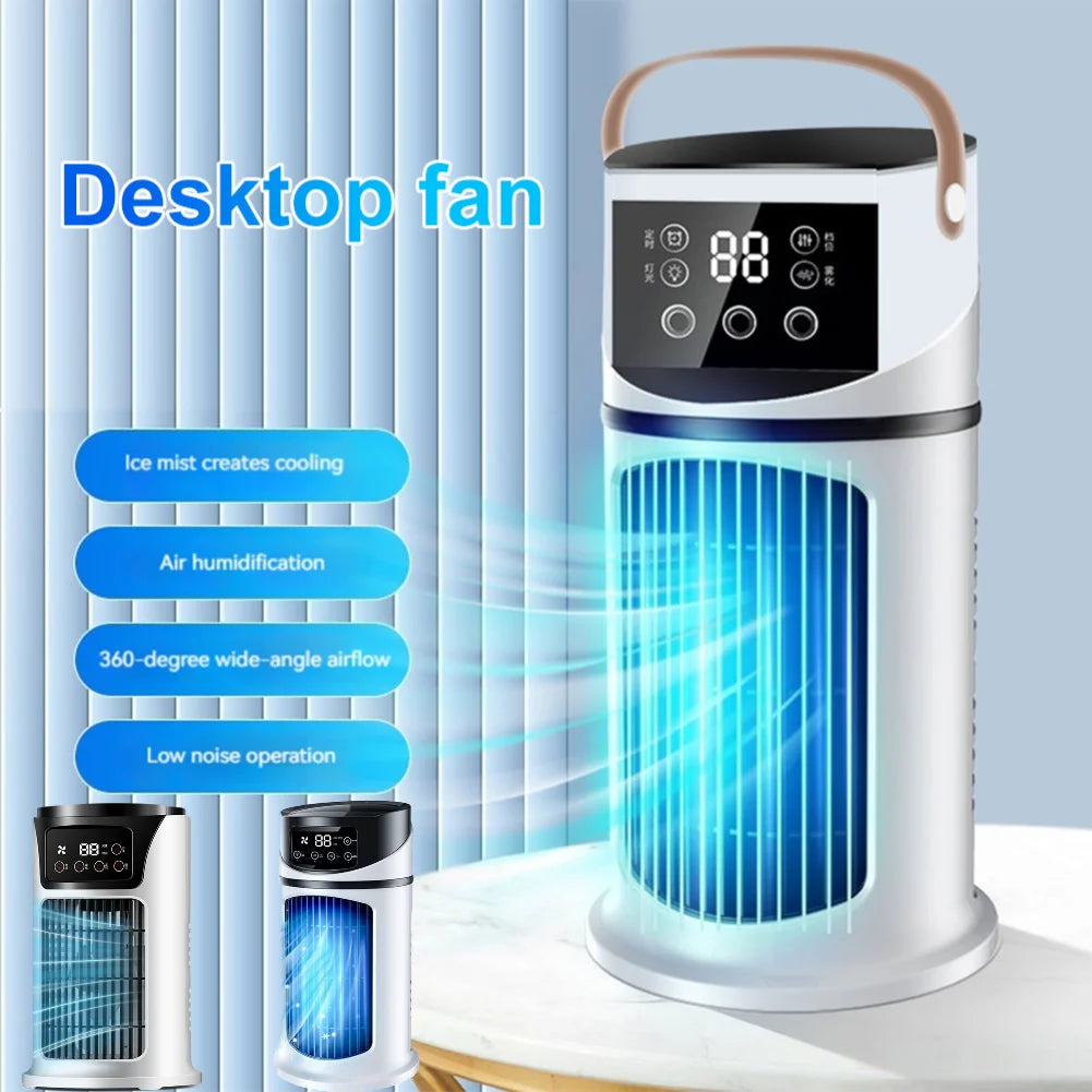 Water Cooling Fan Air Conditioner Adjustable Speeds Timer Personal Fan Air Cooler With Humidifier for Bedroom Living
