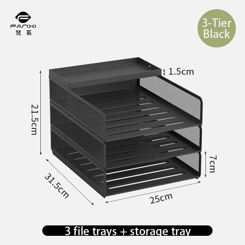 Desktop metal file tray Thickened metal tray Desktop file rack Metal file frame Office storage rack Paper storage