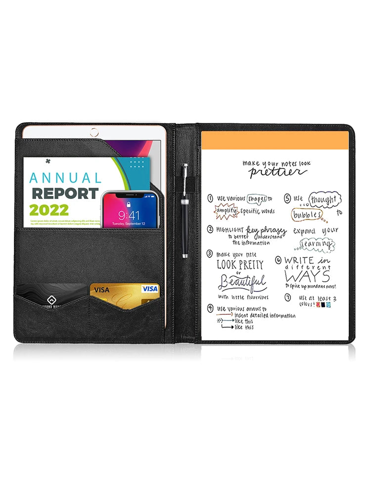 Multifunctional A4 Conference Folder Business Stationery Folder Leather Contract File FoldersTravel Document Folder