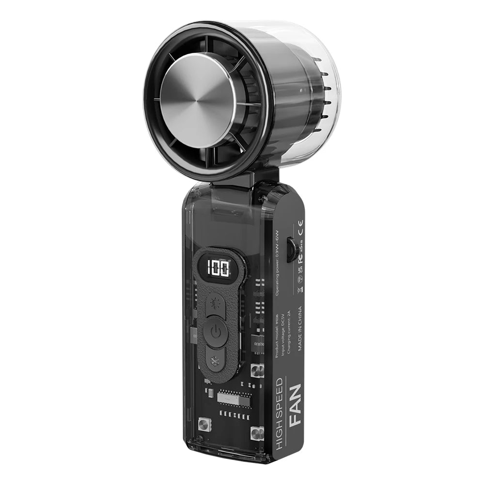 Portable Handheld Fan with LED Light 100 Speeds Foldable Personal Cooling Fan Rechargeable Folding Travel Fan