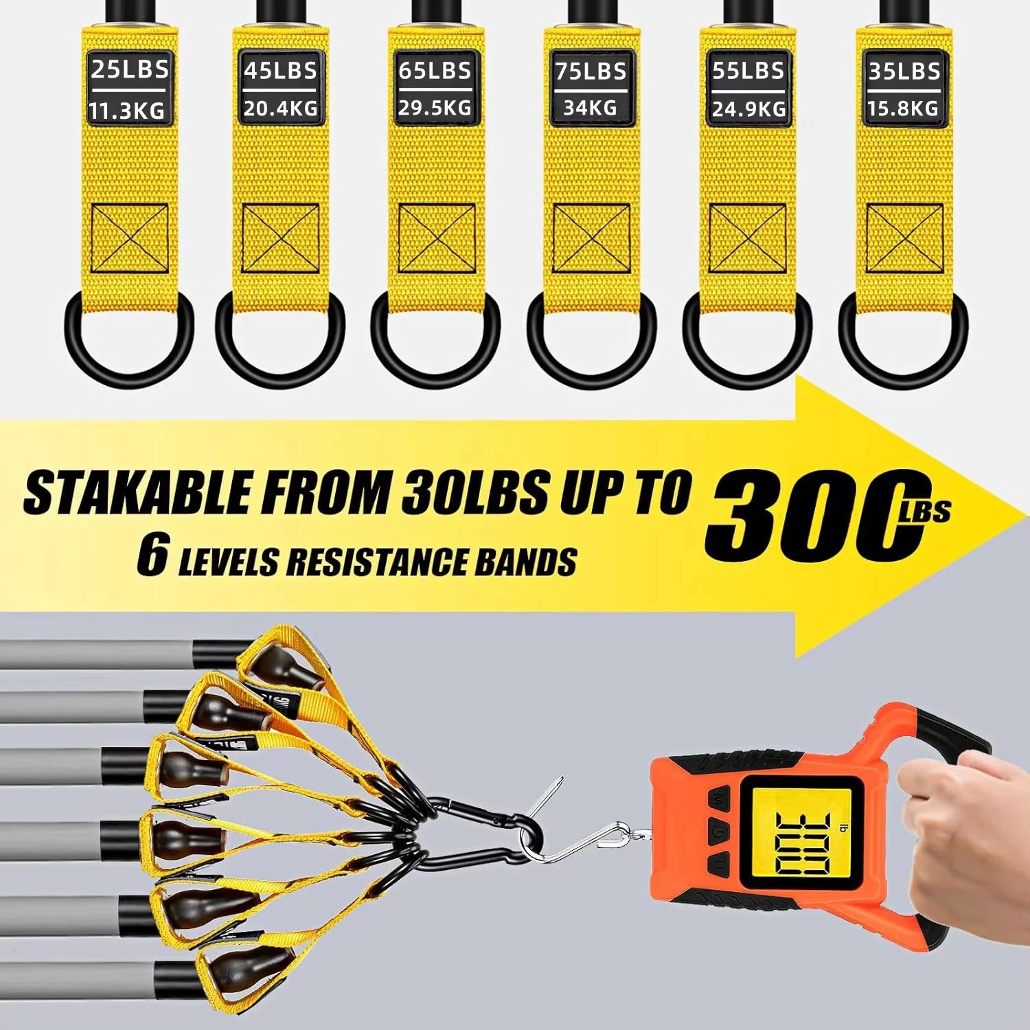 300lbs Fitness Exercises Resistance Bands Set Elastic Tubes Pull Rope Yoga Band Training Workout Equipment for Home Gym